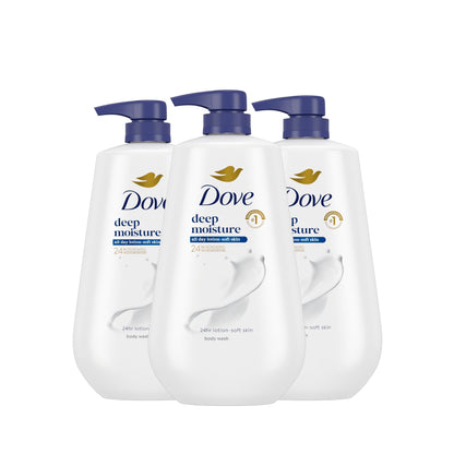 Dove Body Wash Deep Moisture 30.6 oz Pump 3 Pack, Sulfate Free Dove