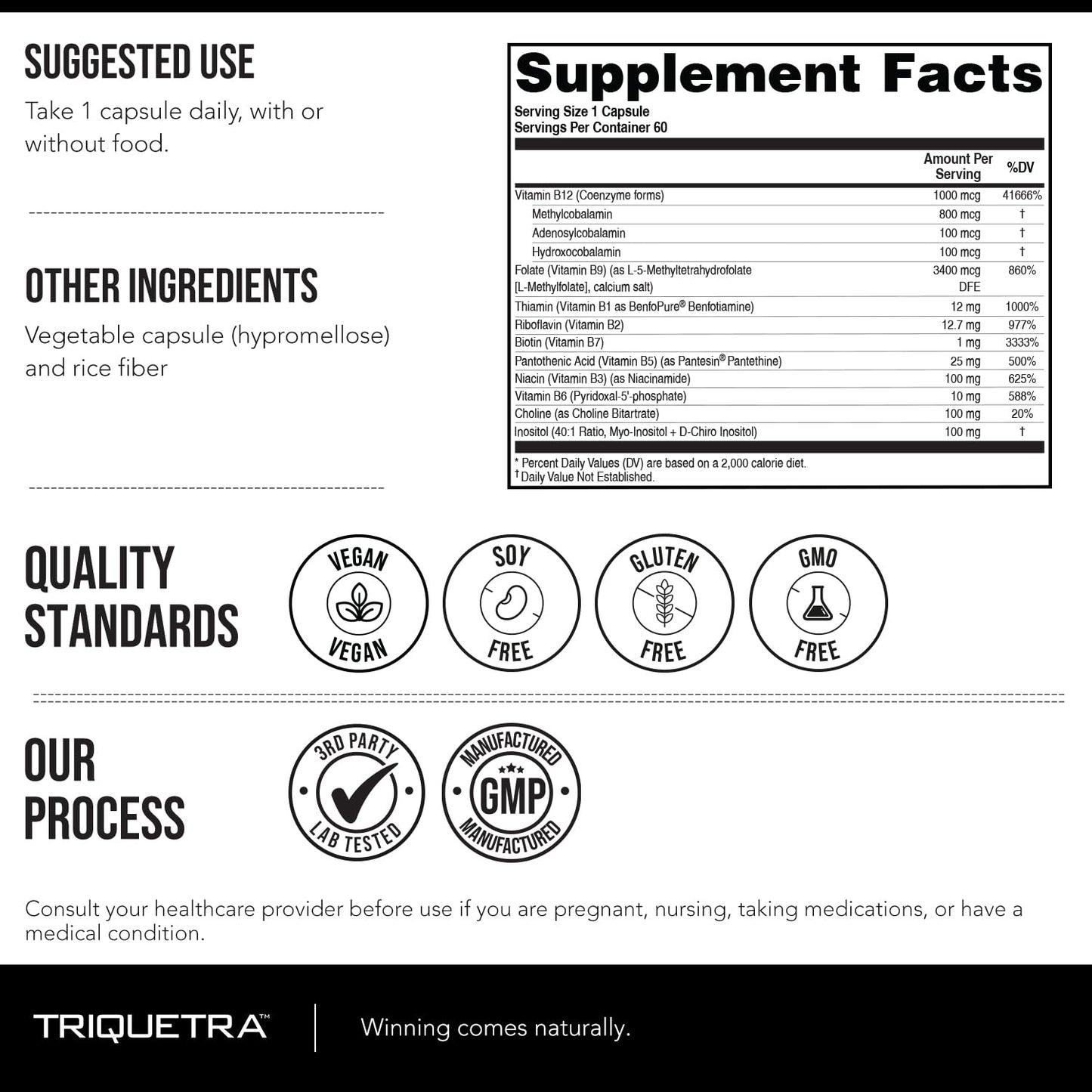 BioActive Vitamin B Complex - Blood Stream Ready, Methylated B Complex - Featuring Methylfolate, 3 BioActive Forms of B12, BenfoPure® B1 & Pantesin Triquetra Health