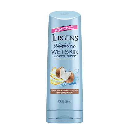 Jergens Wet Skin Body Lotion with Coconut Oil, In Shower Lotion for Dry Skin, Fast-Absorbing, Non-Sticky, Dermatologist Tested, 10 Ounce Jergens