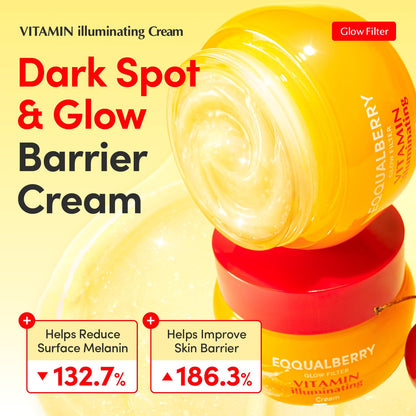 EQQUALBERRY Vitamin Illuminating Cream | Vitamin C & 5% Niacinamide+3% TXA | Dark Spots & Ceramide Barrier Strength Face Moisturizer | Glowy, Lightweight Hydration | Korean Skincare (1.69 fl.oz/50ml) EQQUALBERRY