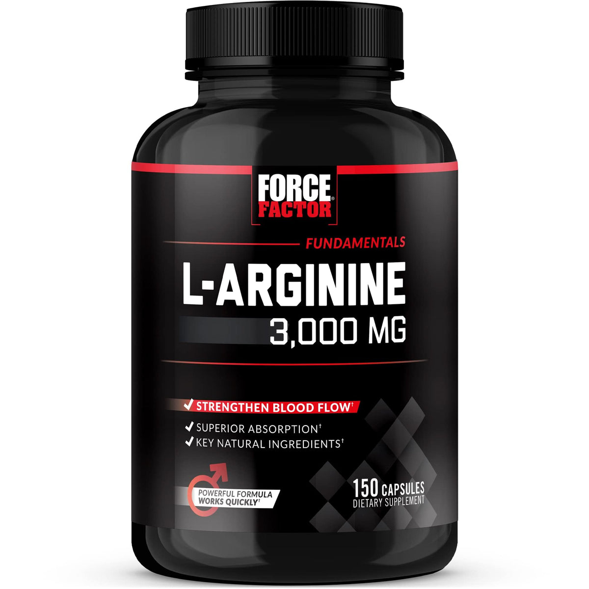 Force Factor L-Arginine Nitric Oxide Supplement with BioPerine to Help Build Muscle and Support Stronger Blood Flow, Circulation, Nutrient Delivery Force Factor