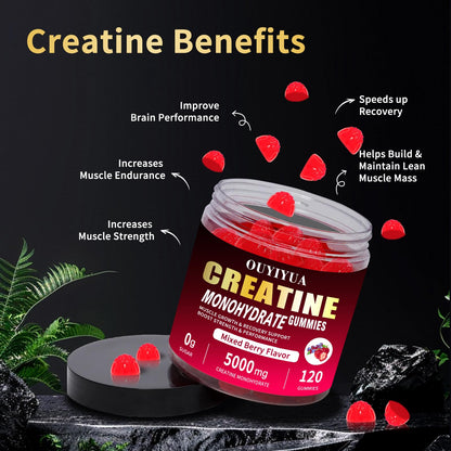 OUYIYUA Creatine Monohydrate Gummies 5000mg for Men & Women - Sugar Free Pre-Workout Supplement, Chewables for Muscle Strength, Muscle Builder OUYIYUA