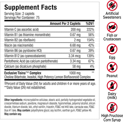 Lipo-Flavonoid Ear Ringing - Doctor-Recommended for Ringing Ears - Clinically Proven Lemon Bioflavonoid Complex with Vitamins C, B1, B2, B6, B12 Lipo-Flavonoid