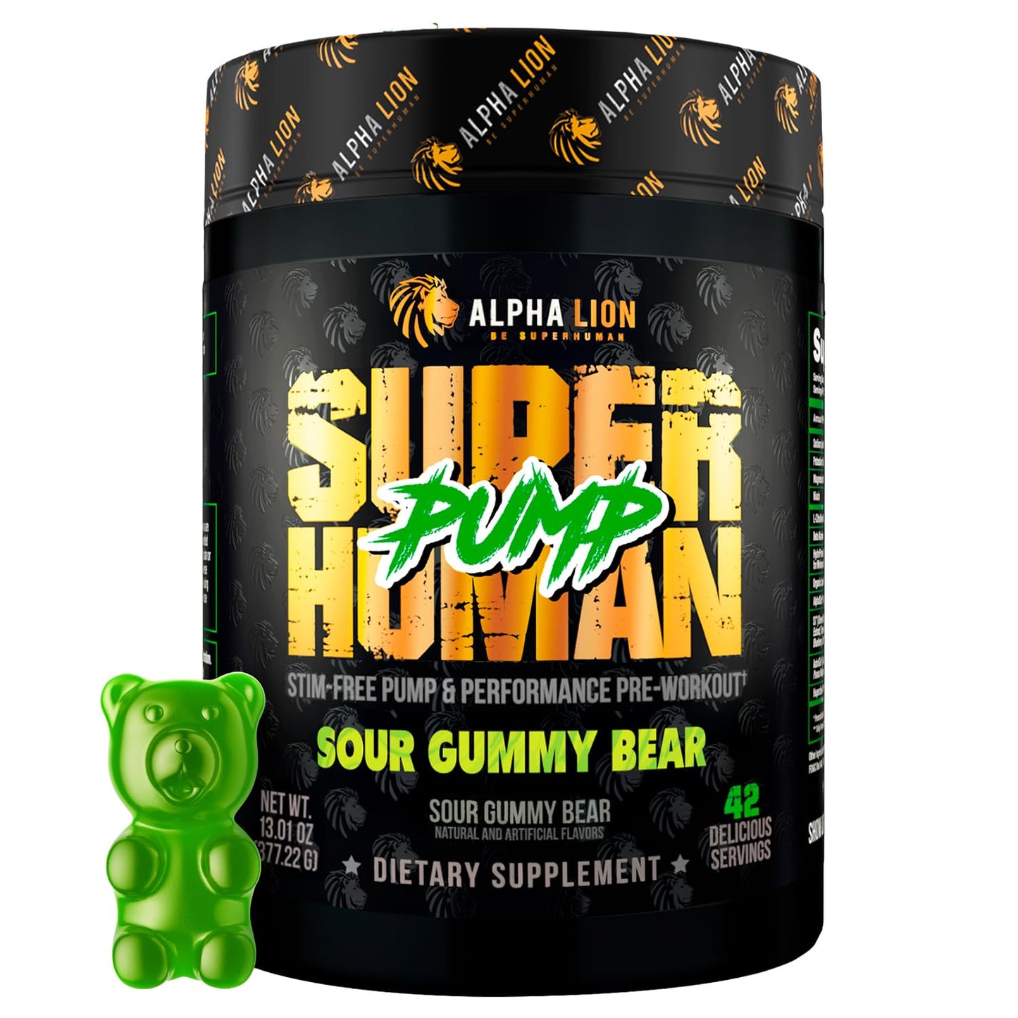 ALPHA LION Superhuman Pump Pre Workout Powder, Nootropic Caffeine & Stim Free Preworkout Supplement, Nitric Oxide Booster, Muscle Gainer, Energy & Focus (42 Servings, Mango Veiniac Flavor)