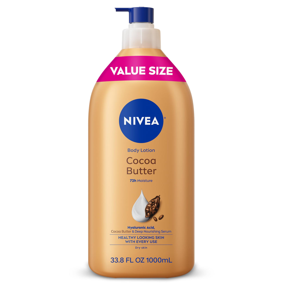 NIVEA Cocoa Butter Body Lotion for Dry Skin with Hyaluronic Acid, 33.8 Oz NIVEA