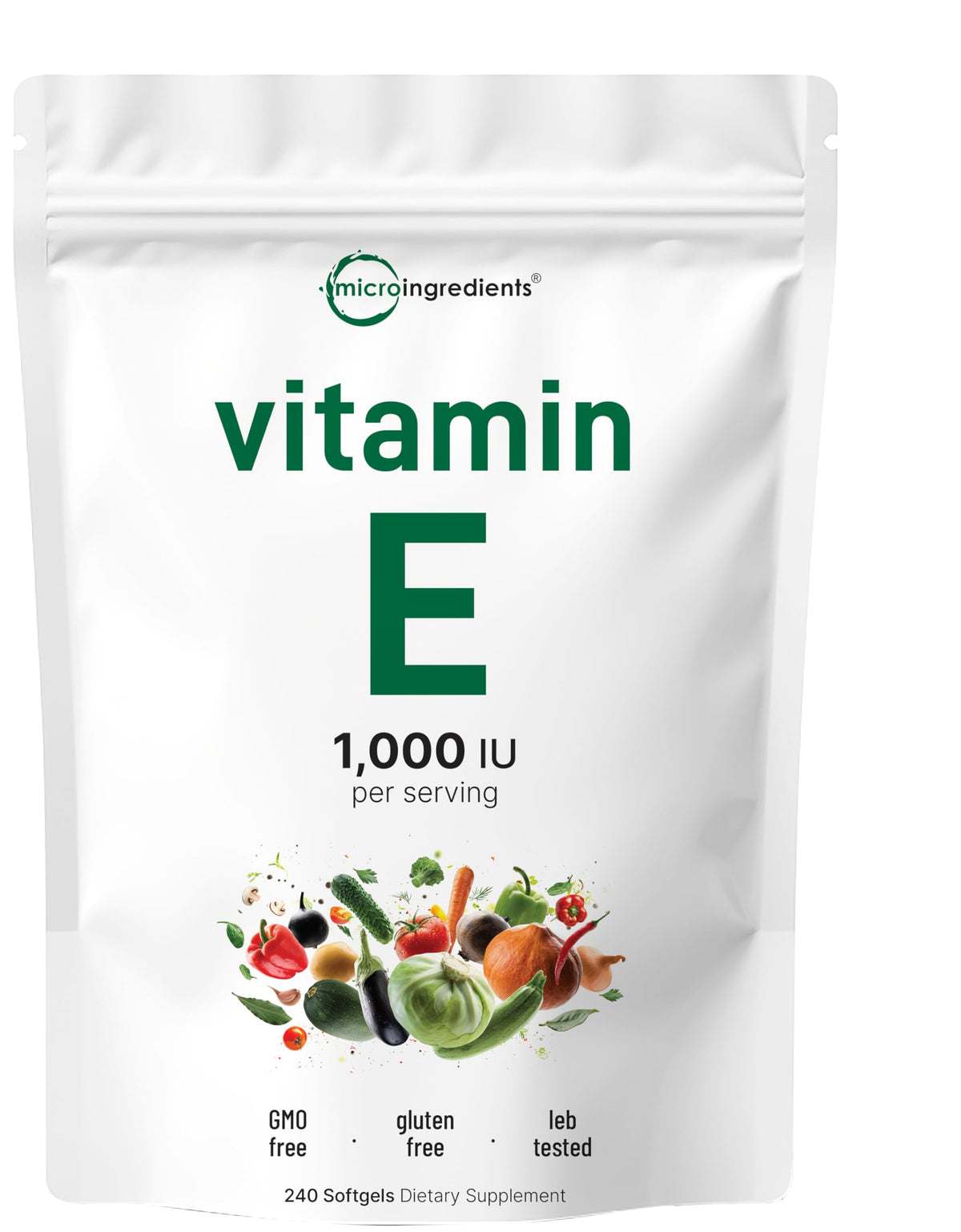 Micro Ingredients Vitamin E 1000 IU, 240 Softgels | Pure Vitamin E Oil Pills | Antioxidant Supplements for Skin and Face | Non-GMO, Gluten Free Micro Ingredients