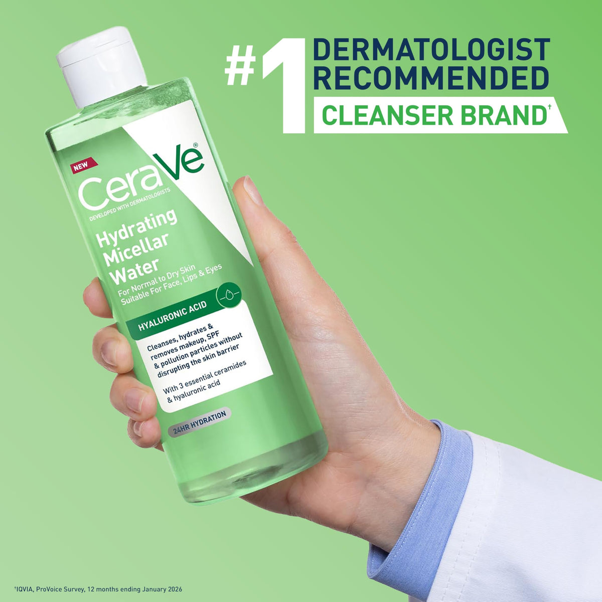 CeraVe Hydrating Micellar Water, Facial Cleanser & Makeup Remover, 13oz CeraVe