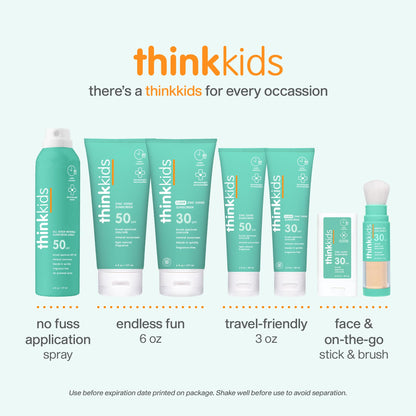 Thinkkids Kids Sunscreen SPF 50+, Mineral Formula, Water Resistant, 6 Fl Oz THINK