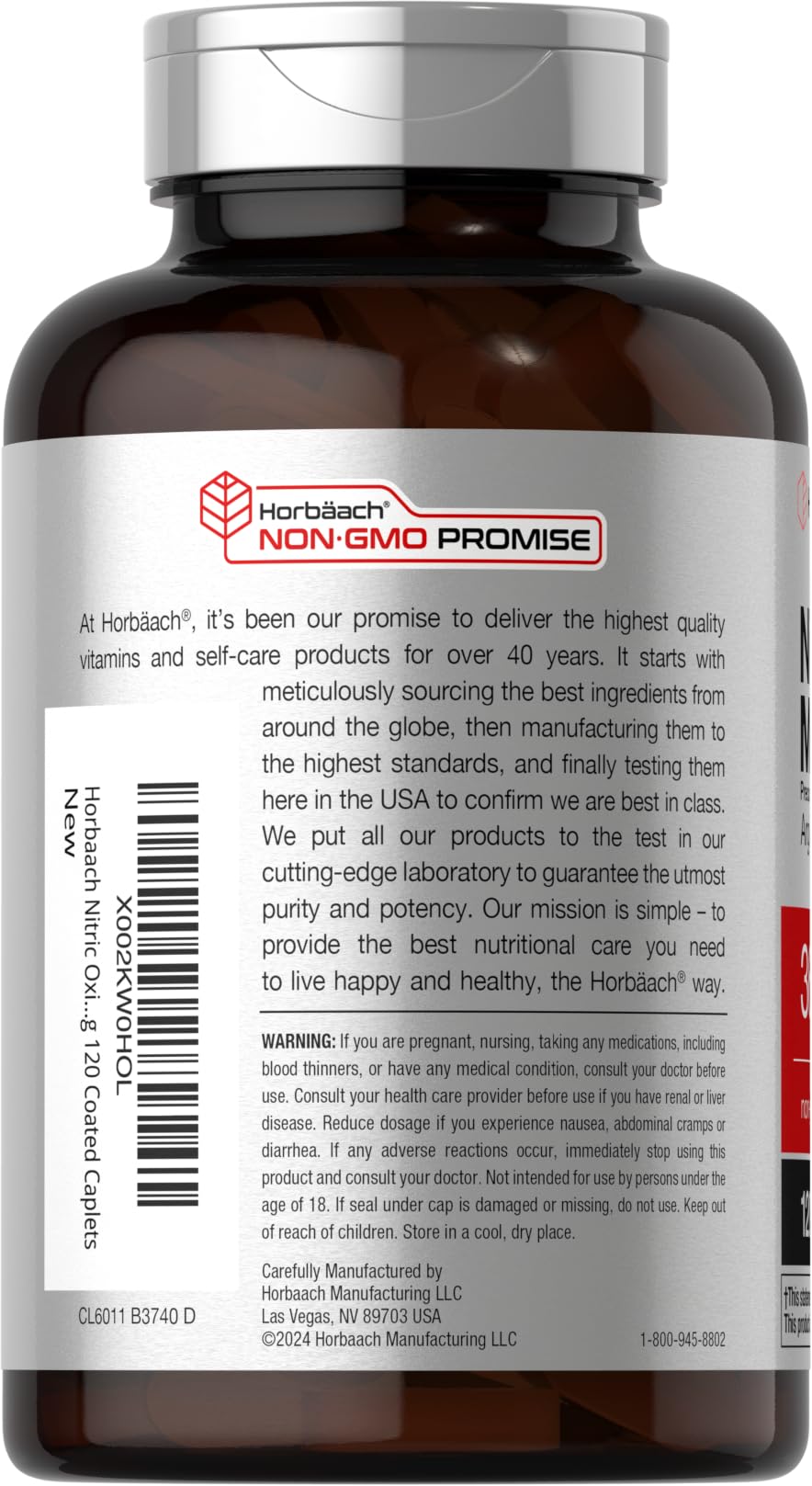 Horbäach Nitric Oxide Max 3600mg | 120 Caplets | with Arginine AAKG for Men and Women | Vegetarian, Non-GMO Horbäach buy australia supplements