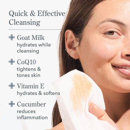 Beekman 1802 Goat Milk Face Wipes, Glacial Mint & Eucalyptus, 30 Count Beekman 1802