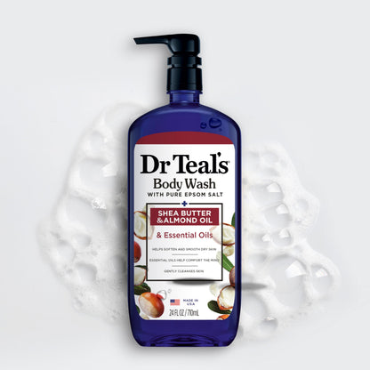 Dr Teal's Body Wash with Pure Epsom Salt, with Shea Butter & Almond Oil, 24 fl oz (Pack of 4) Dr Teal's