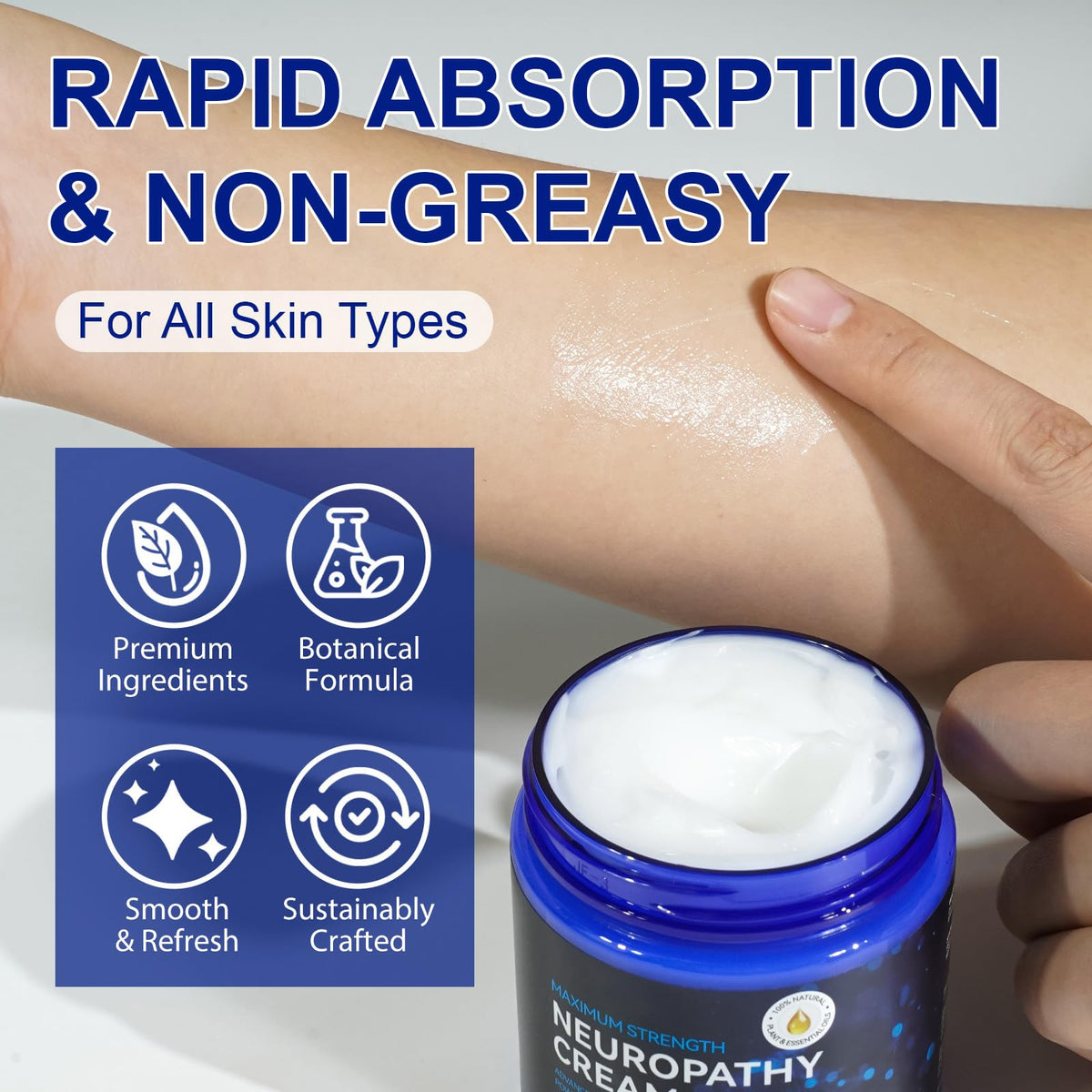 USBSREGARDS Neuropathy Cream Extra Strength Nerve Cream for Feet, Legs, Neck, Back, Hands, Body – Lightweight, Plant-Based Formula with Cooling Comfort, 4 oz 1Pack USBSREGARDS