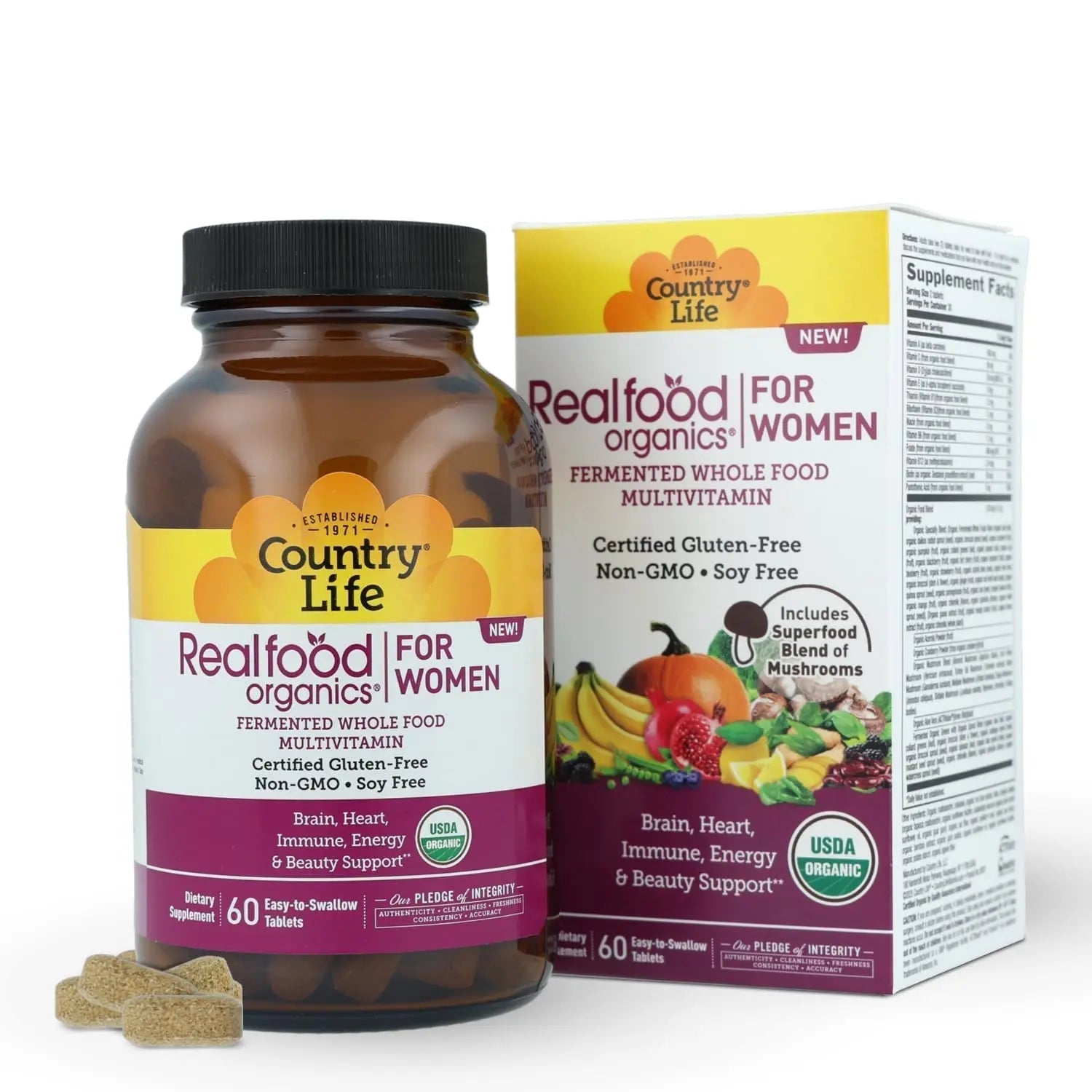 Country Life Realfood Organics Women’s Multivitamin – USDA Organic, Vegan, Gluten-Free – 1,300mg Fermented Whole Foods, Vitamins D, E, B, Folate & Biotin Country Life buy australia supplements