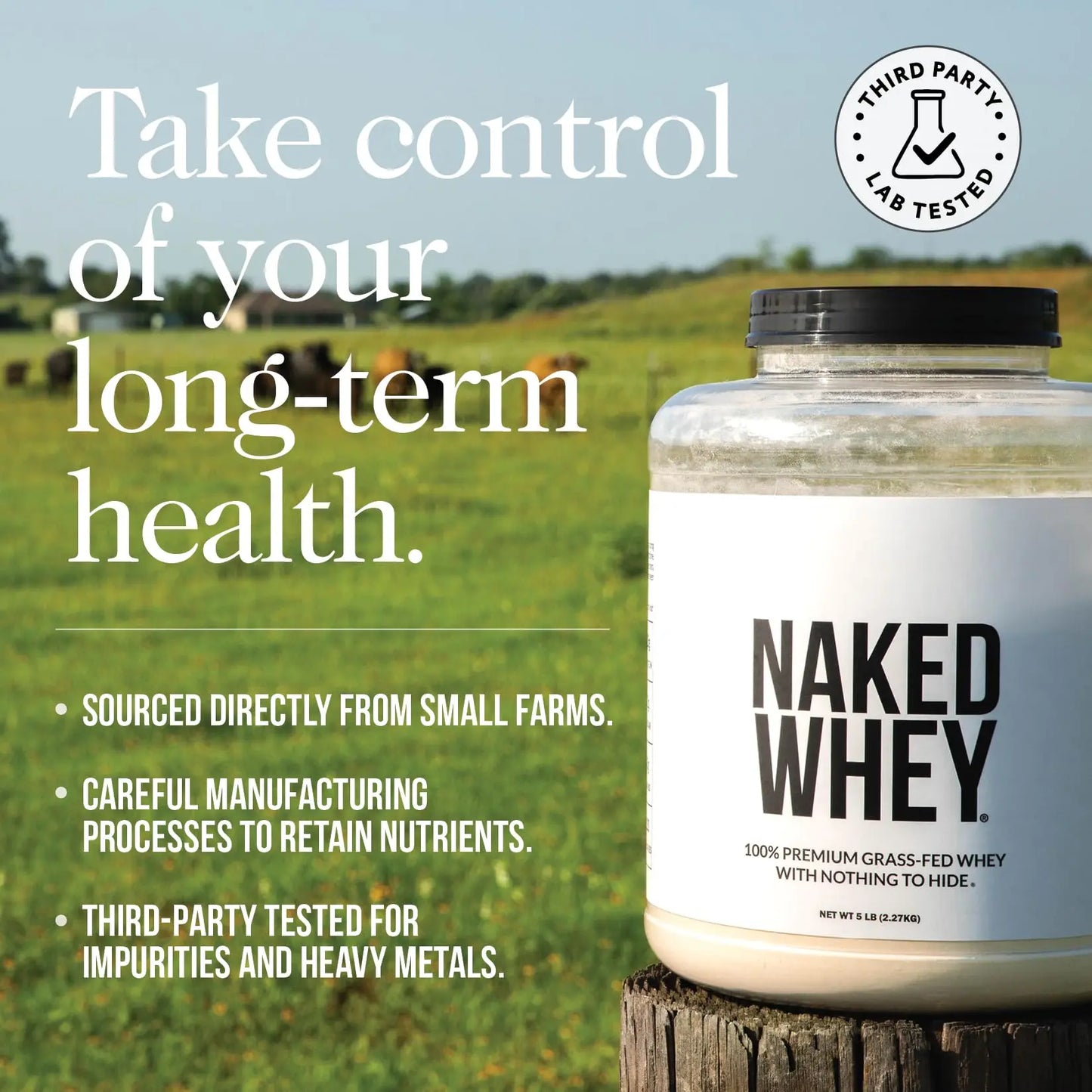 NAKED Whey 1Lb - Only 1 Ingredient, Grass Fed Whey Protein Powder, NSF Certified, Undenatured, No Gmos, No Soy, Gluten Free NAKED
