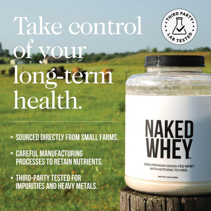 NAKED Whey 1Lb - Only 1 Ingredient, Grass Fed Whey Protein Powder, NSF Certified, Undenatured, No Gmos, No Soy, Gluten Free NAKED