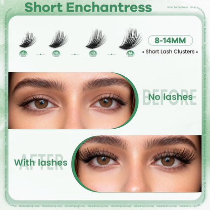 Enchantress Lash Clusters DIY Lash Extensions Individual Lashes Waterproof Long-Lasting Fluff & Weightless Look with Ultra-Thin Band Glue Remover Tweezer for Beginners(Enchantress Lashes, 10-18mm) VLVLOCK