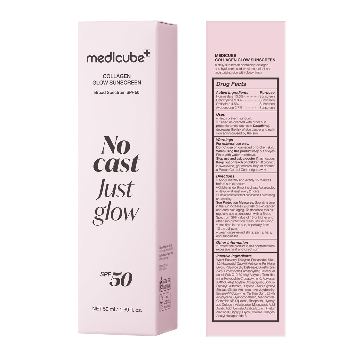 medicube Sunscreen No Cast Just Glow Collagen, SPF 50 medicube
