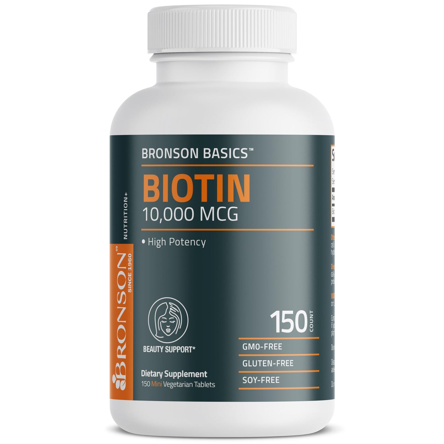 Bronson Biotin 10,000mcg, Supports Healthy Hair, Skin and Nails, Vegetarian, Non-GMO, 150 Tablets Bronson