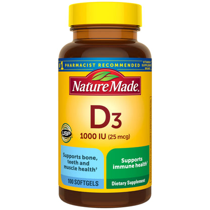 Nature Made Vitamin D3 1000 IU (25 mcg), 300 Vitamin D Softgels | Vitamin D Supplement for Immune, Bone, Teeth and Muscle Health Support, 300 Day Supply Gsupps Australia