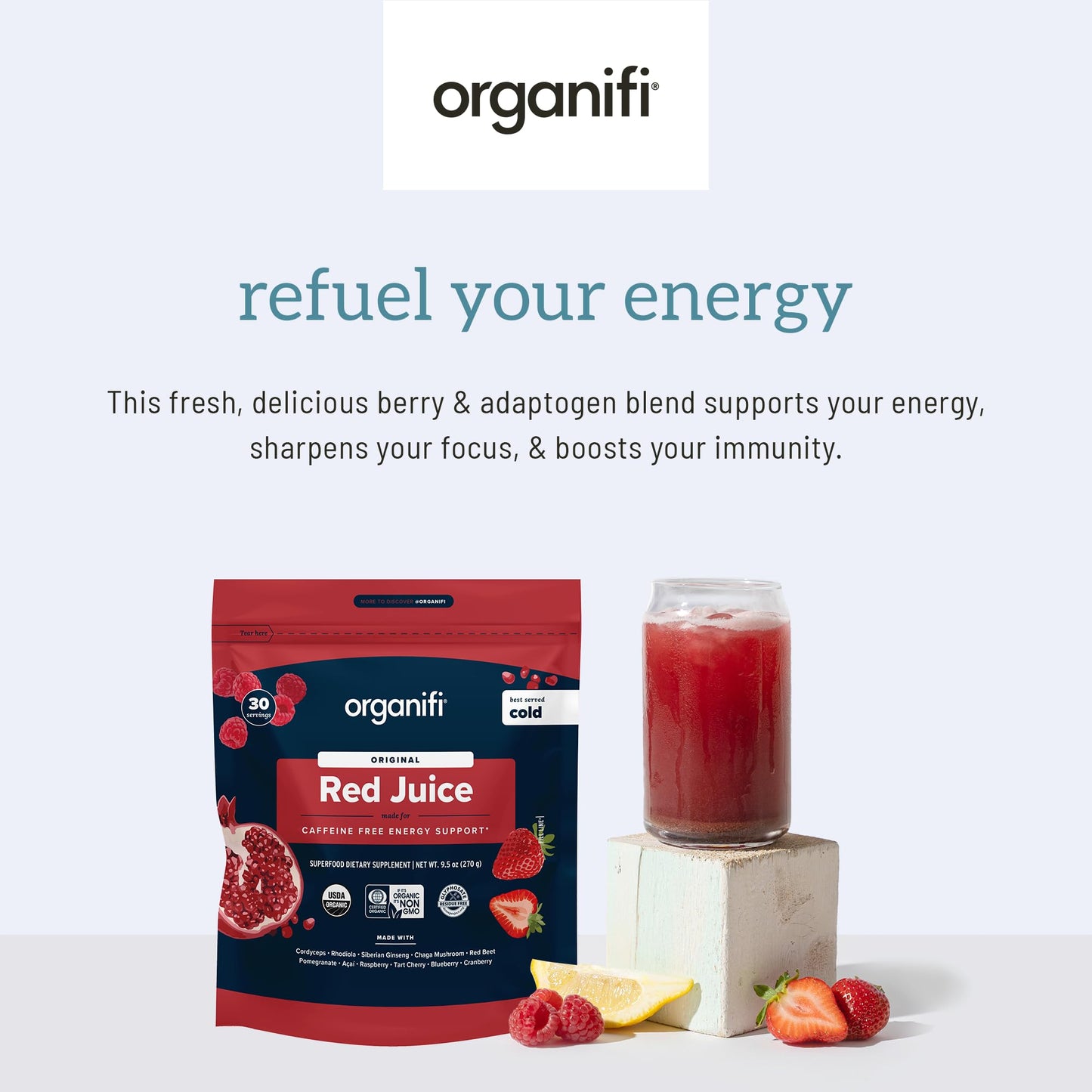 Organifi Red Juice - Energy Powder Reduces Afternoon Crashes and Boosts Digestion and Immune System, 30 Servings Gsupps Australia