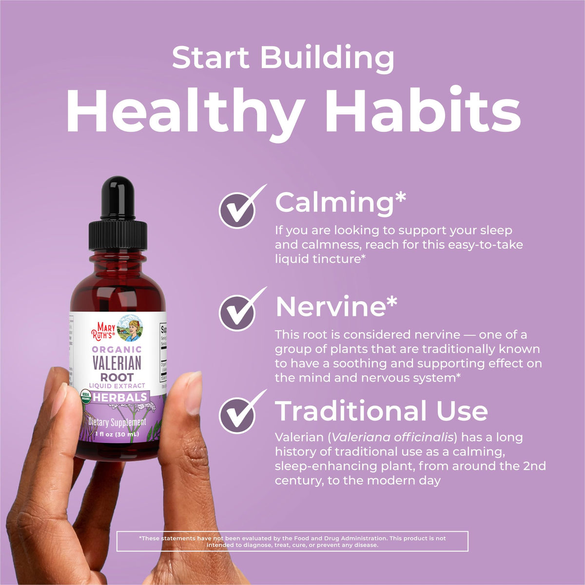 MARYRUTH'S Organics Valerian Root Liquid Drops | 2 Month Supply | Sugar Free | USDA Organic Valerian Root Drops | Support Sleep | Calm and Stress Relief MARYRUTH'S