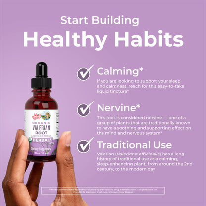 MARYRUTH'S Organics Valerian Root Liquid Drops | 2 Month Supply | Sugar Free | USDA Organic Valerian Root Drops | Support Sleep | Calm and Stress Relief MARYRUTH'S