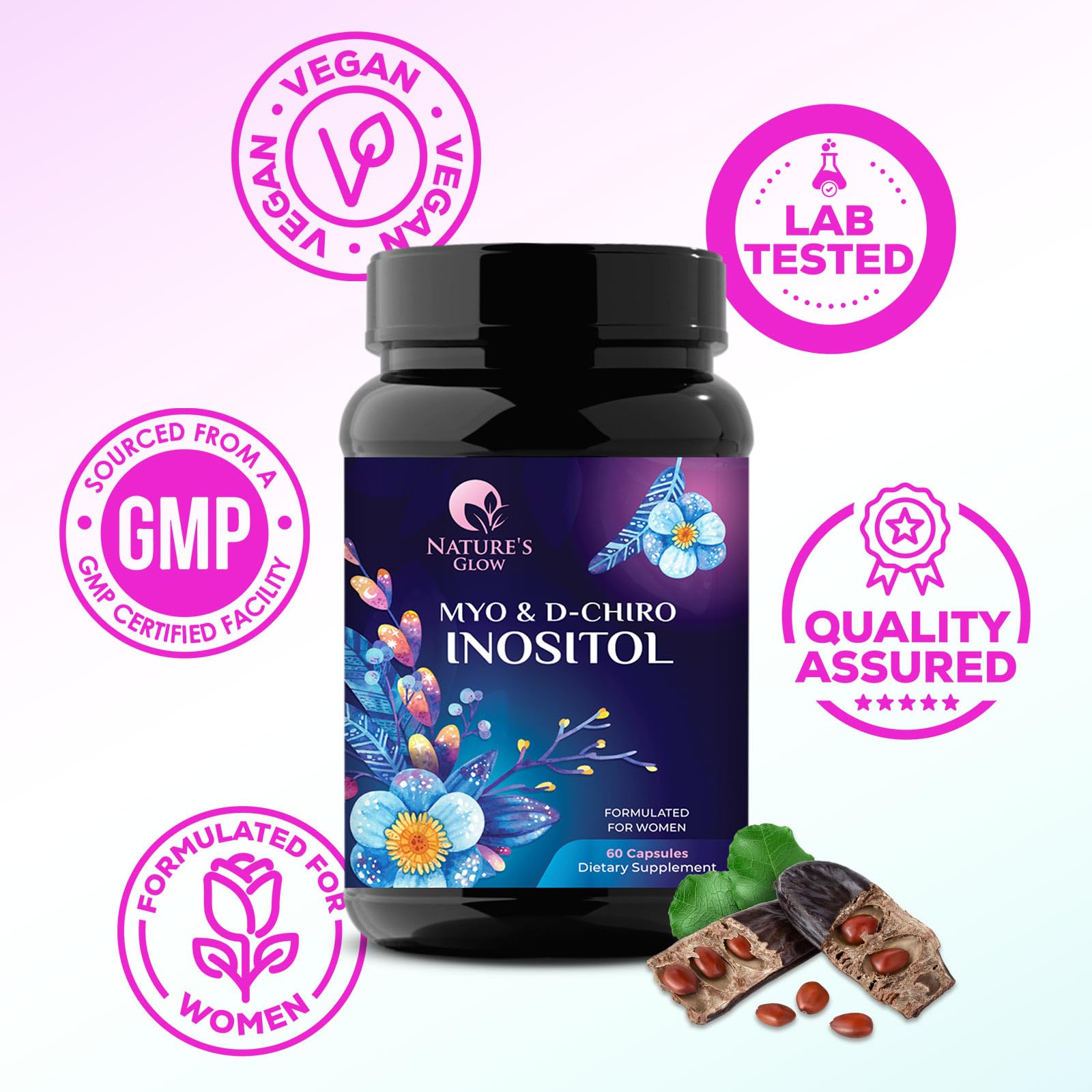 Myo-Inositol & D-Chiro Inositol Blend - 30 Day Supply, Premium 40:1 Ratio, Hormone Sup Nature's Glow buy australia supplements