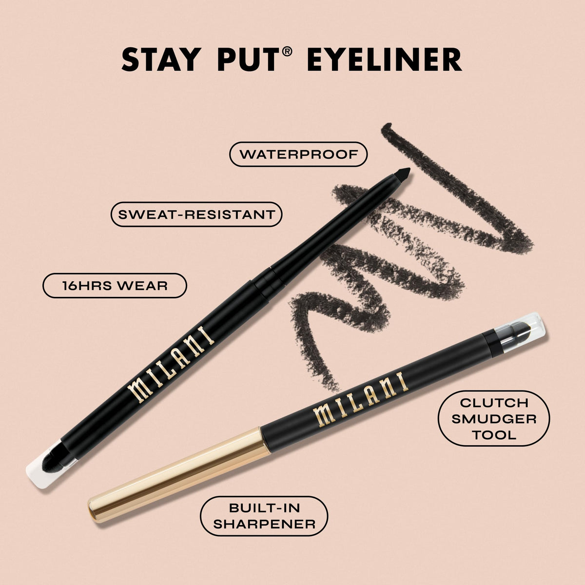 Milani Stay Put Waterproof Eyeliner Pencil with Smudger - After Dark Milani