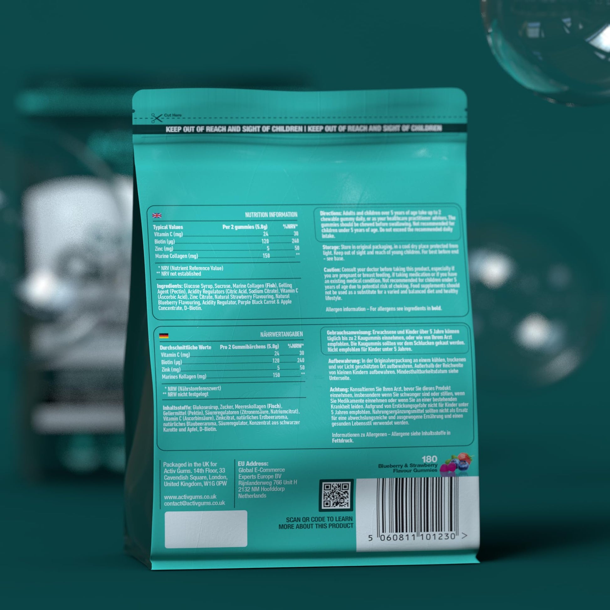Marine Collagen Complex 180 Gummies. Strawberry & Blueberry Flavour. Resealable & Recyclable Pouch. Contains Marine Collagen, Vitamin C Activ Gums buy australia supplements
