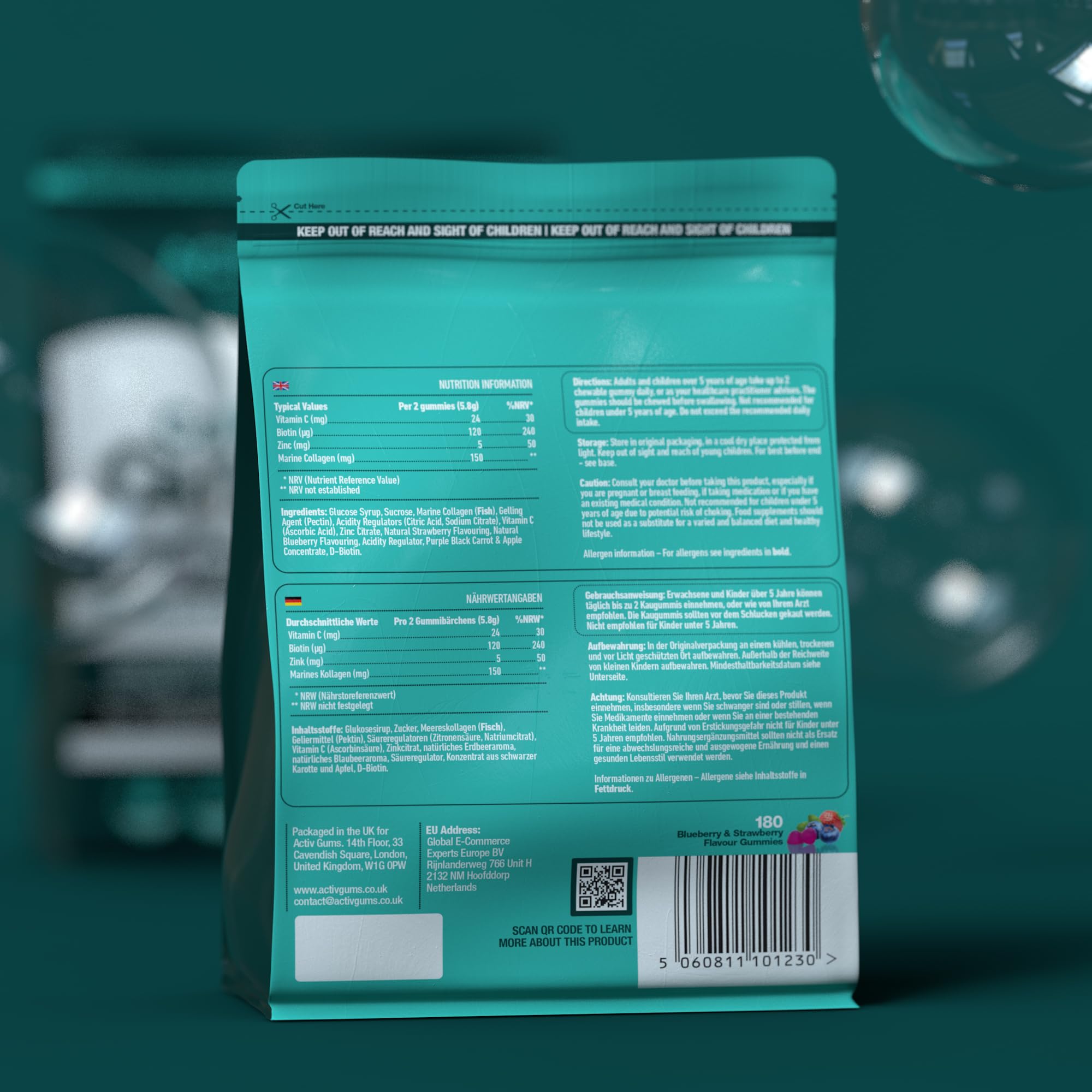 Marine Collagen Complex 180 Gummies. Strawberry & Blueberry Flavour. Resealable & Recyclable Pouch. Contains Marine Collagen, Vitamin C Activ Gums buy australia supplements