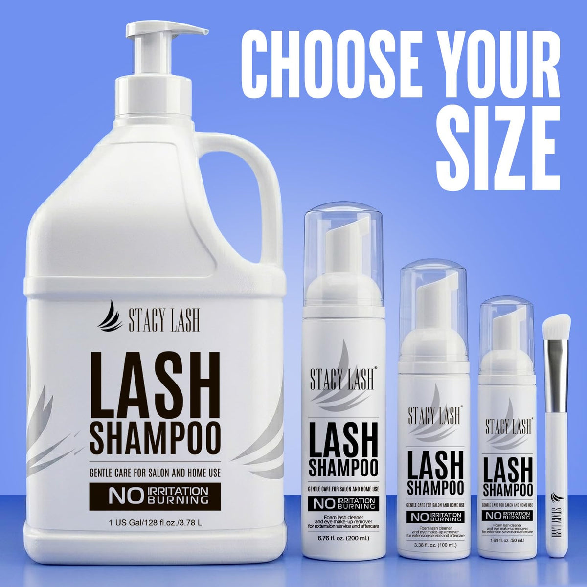 STACY LASH Eyelash Extension Shampoo + Brush / 1.69 fl.oz / 50ml / Korean Makeup Remover/Eyelid Foaming Cleanser/Wash for Extensions & Natural Lashes/Supplies for Professional & Home Use STACY LASH
