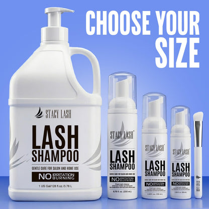 STACY LASH Eyelash Extension Shampoo + Brush / 1.69 fl.oz / 50ml / Korean Makeup Remover/Eyelid Foaming Cleanser/Wash for Extensions & Natural Lashes/Supplies for Professional & Home Use STACY LASH