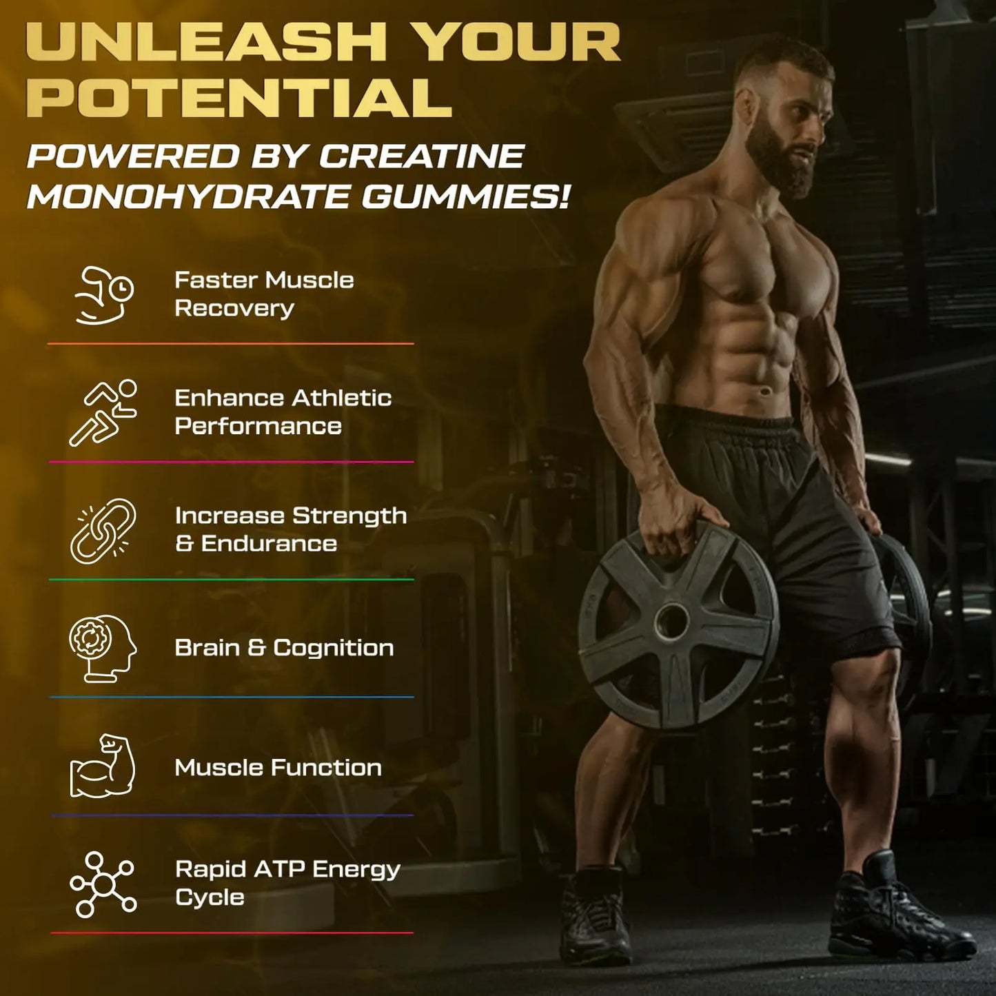 ZyterX Creatine Monohydrate Gummies for Men & Women, 9000MG Creatine Gummies Sugar Free with L-Taurine, BCAA 2:1, B12 B6 for Boost Strength, Focus & Endurance, ZyterX