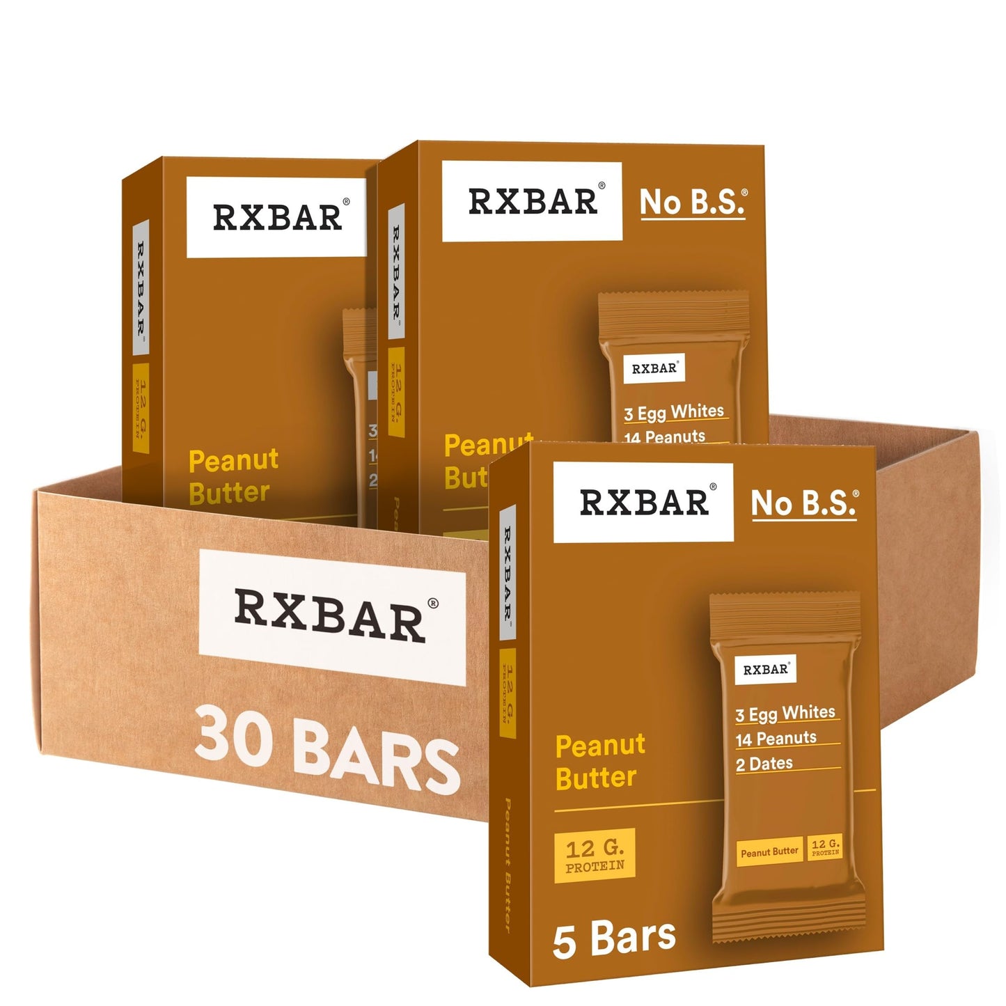 RXBAR Protein Bars, 12g Protein, Gluten Free Snacks, Peanut Butter, 22oz Box (12 Bars) Gsupps Australia