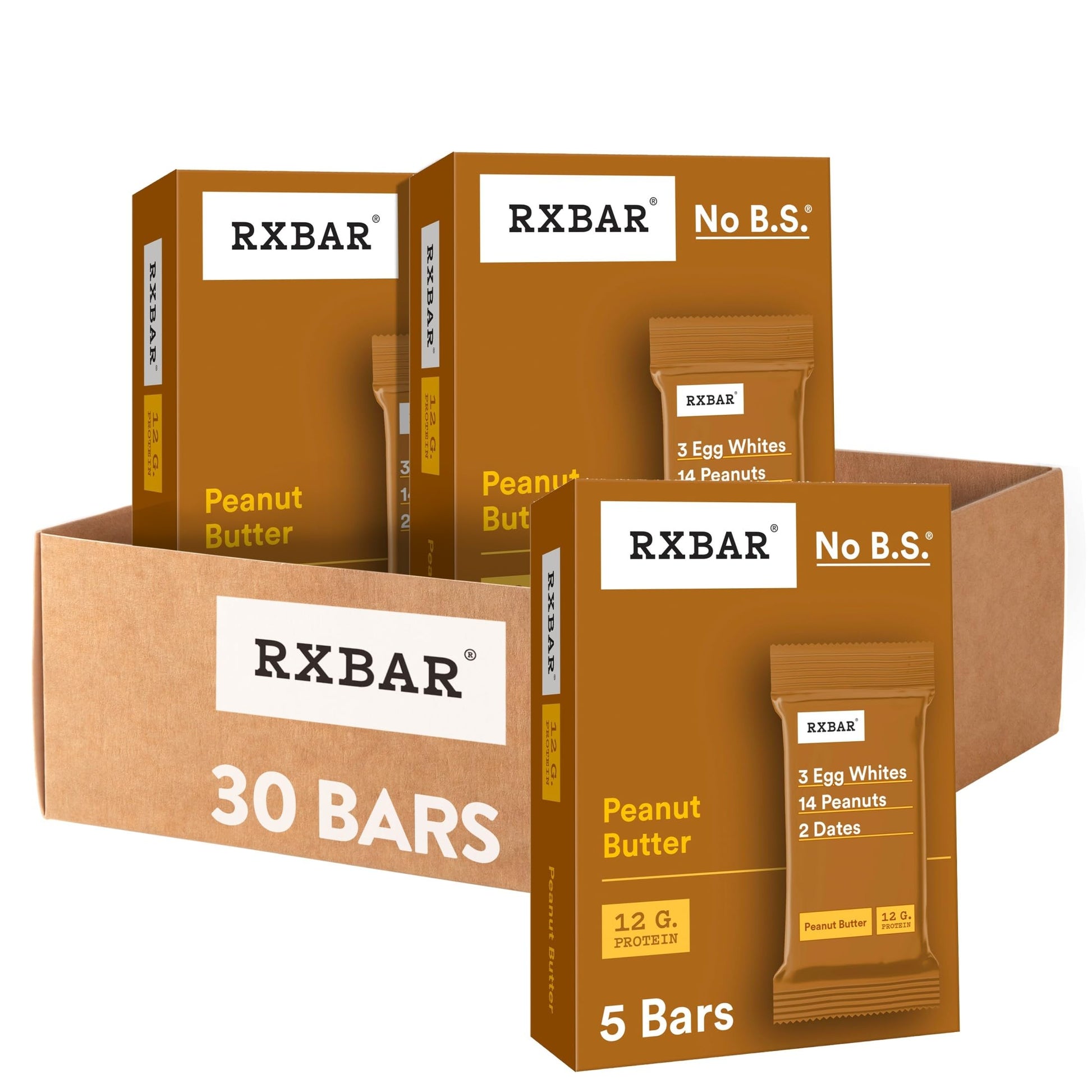 RXBAR Protein Bars, 12g Protein, Gluten Free Snacks, Peanut Butter, 22oz Box (12 Bars) Gsupps Australia