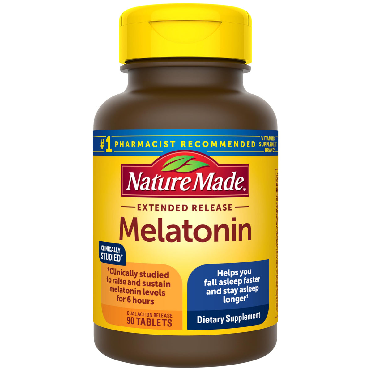 Nature Made Melatonin 4mg Extended Release Tablets, Sleep Supplements for Adults, 100% Drug Free Sleep Aid, 90 Count, 90 Day Supply Nature Made