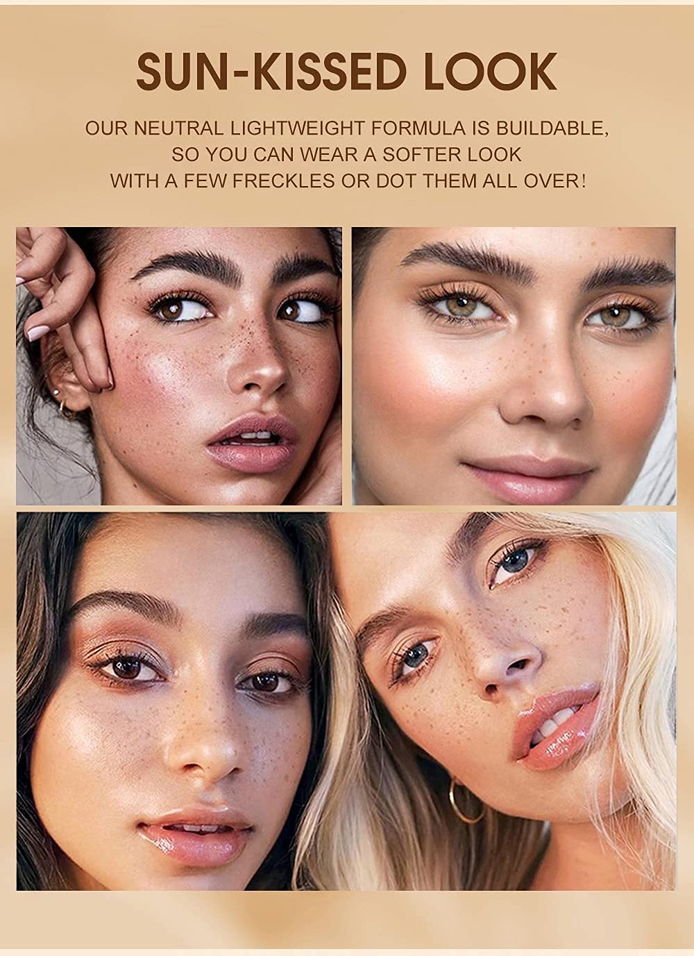 Freckle Pen 4 Colors Available, Natural Lifelike Freckle Makeup Pen, Waterproof Long Lasting Quick Dry - Light Brown, Natural Coffee, Chestnut, Dark Brown Equusecured