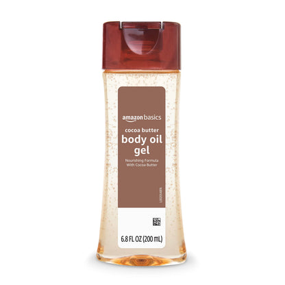 Amazon Basics Body Oil Gel with Cocoa Butter, Paraben Free, for Very Dry Skin, 6.8 Fl Oz, 1-Pack (Previously Solimo) Amazon Basics