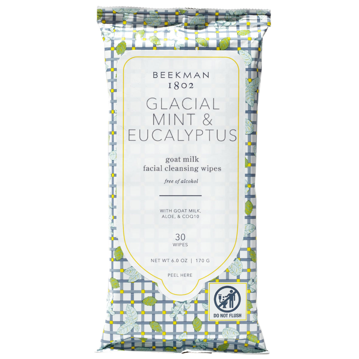 Beekman 1802 Goat Milk Face Wipes, Glacial Mint & Eucalyptus, 30 Count Beekman 1802