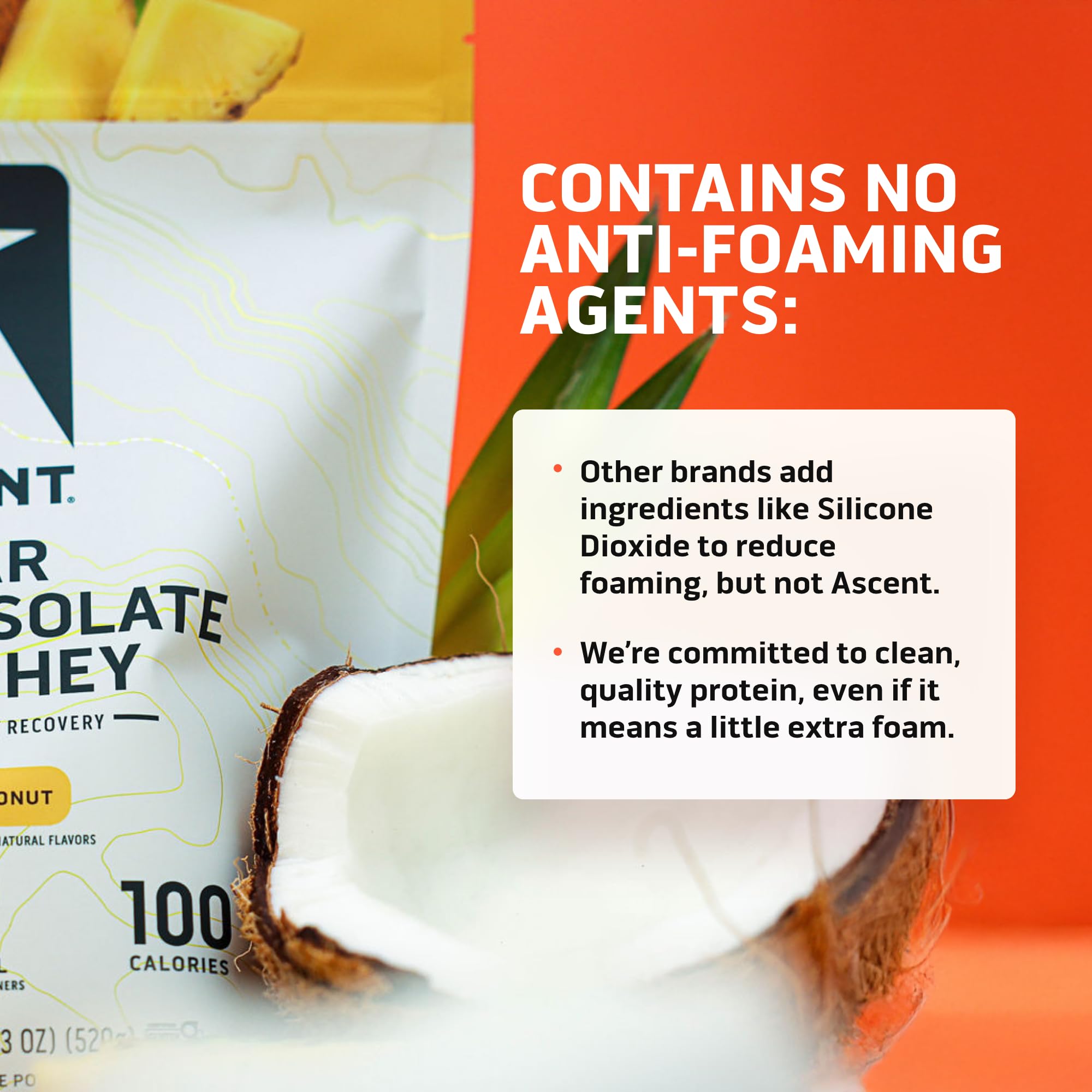 Ascent 100% Clear Whey Protein Powder - Post Workout Whey Protein Isolate, Zero Artificial Flavors & Sweeteners, Gluten Free, 5.5g BCAA, 2.1g Leucine, Essential Amino Acids, Pineapple Coconut, 20 Serv Ascent buy australia supplements