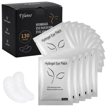 tifanso 130 Pairs Lint Free Hydrogel Under Eye Pads for Eyelash Extensions tifanso
