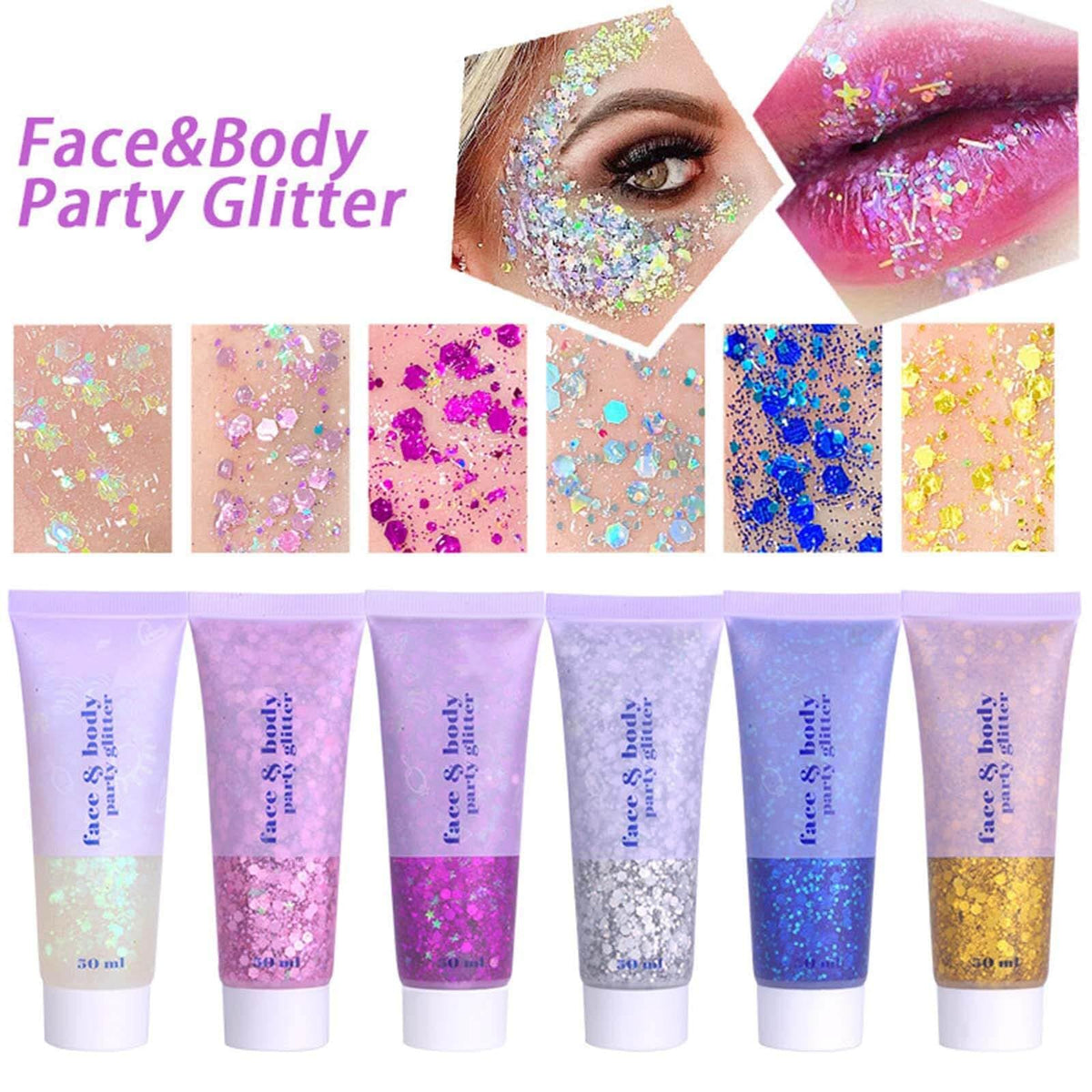 MEICOLY Clear White Face Body Glitter,Mardi Gras Face Glitter Makeup for Kids Women,Face Glitter for Running Half Marathon,Sparkly Mermaid Hair Glitter,Singer Concert Festival Rave Accessories MEICOLY