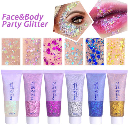 MEICOLY Clear White Face Body Glitter,Mardi Gras Face Glitter Makeup for Kids Women,Face Glitter for Running Half Marathon,Sparkly Mermaid Hair Glitter,Singer Concert Festival Rave Accessories MEICOLY