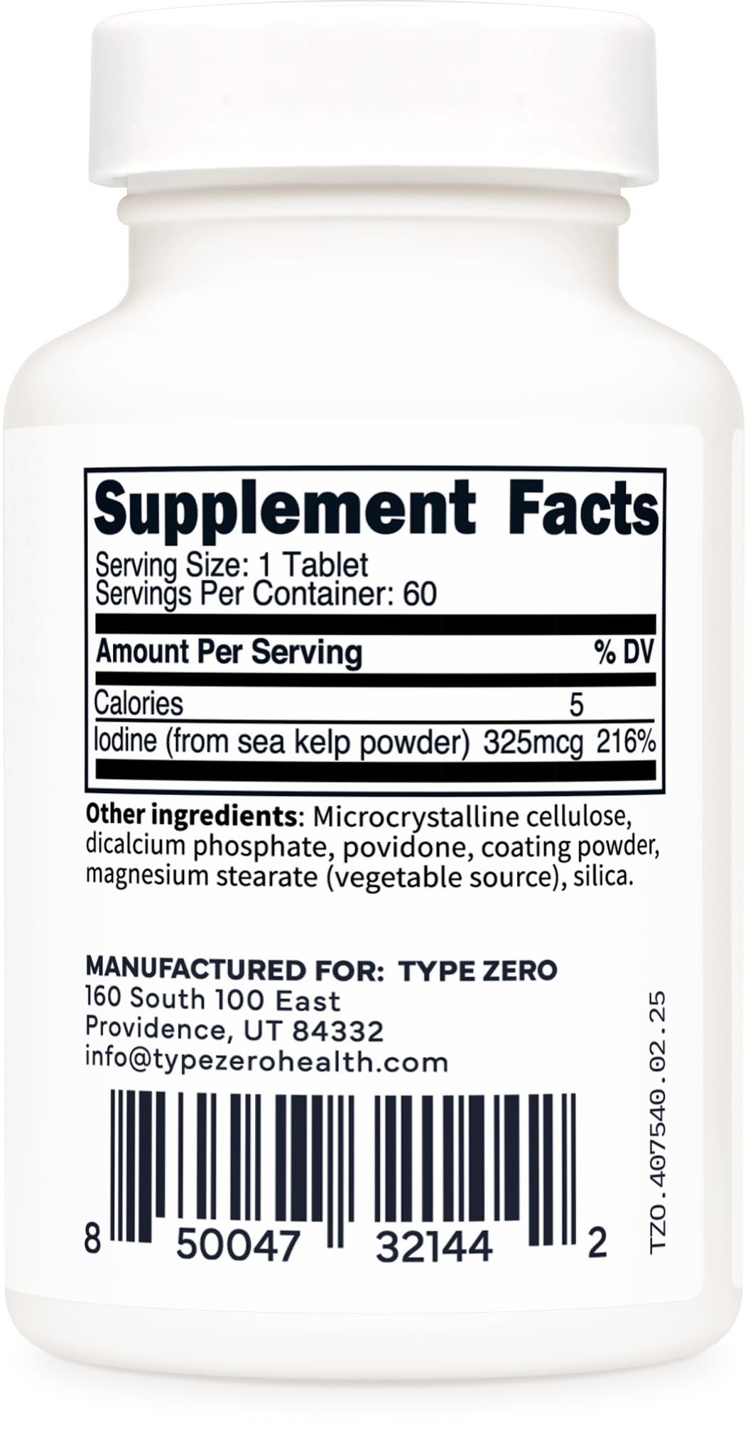 Type Zero Clean Iodine Tablets (60 Servings, 325 MCG Per Serving) - from Sea Kelp, Non-GMO, Gluten Free Type Zero buy australia supplements