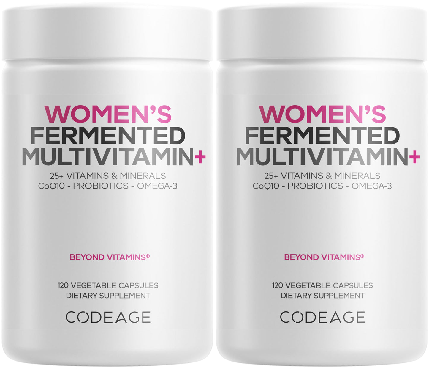 Codeage Women’s Daily Multivitamin, 25+ Vitamins & Minerals, Fermented, Organic Whole Foods, Probiotics Supplement - Vitamin A, B, C, D, E & K, Omega 3, Zinc – Vegan - 120 Capsules