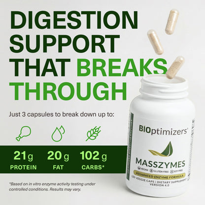 BIOptimizers MassZymes - Complete Digestive Enzymes Supplement for Gut Health - Bloating Relief for Men and Women BIOptimizers