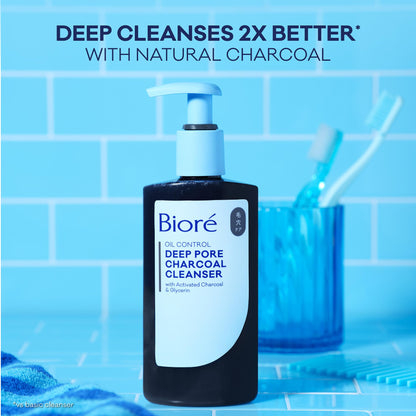 Biore Deep Pore Charcoal Face Wash For Oily Skin, 11.45 fl oz Bioré