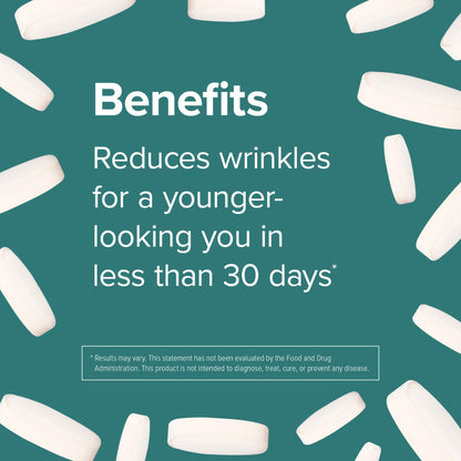 Webber Naturals Collagen 30 Anti-Wrinkle, 2,500mg of Bioactive Collagen Peptides Per Serving (3 Tablets), 180 Tablets, Helps Reduce Deep Wrinkles Webber Naturals