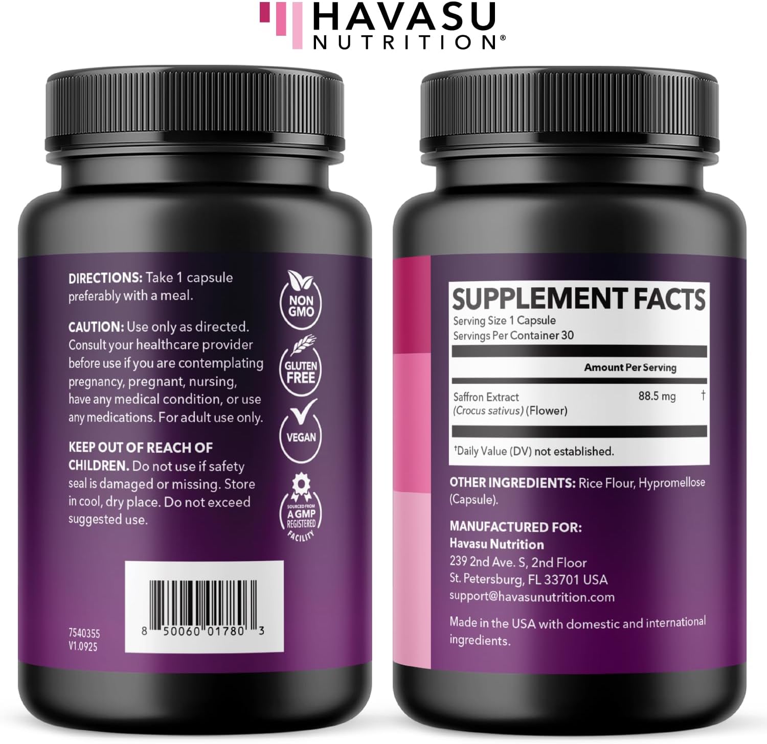 Saffron Supplements, 88.5mg Saffron Extract Per Serving, 30 Servings | Antioxidant Support to Promote Energy, Mood Support & Eye Health, 30 Count, Vegan, Non-GMO & Gluten Free, 1 Month Supply Gsupps Australia