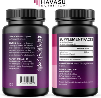 Saffron Supplements, 88.5mg Saffron Extract Per Serving, 30 Servings | Antioxidant Support to Promote Energy, Mood Support & Eye Health, 30 Count, Vegan, Non-GMO & Gluten Free, 1 Month Supply Gsupps Australia